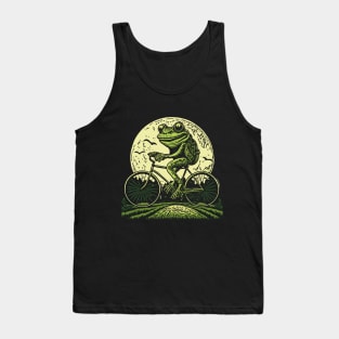 Cottagecore Frog Riding Bicycle Tank Top